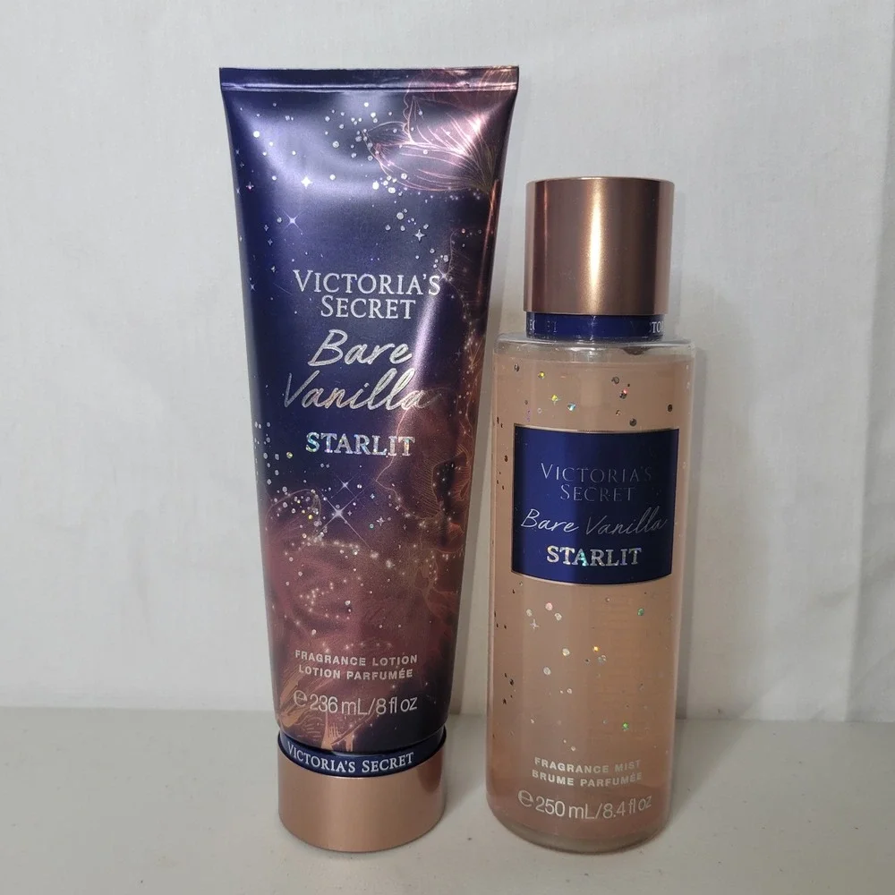 Victoria's Secret Bare‎ Vanilla Starlit Fragrance Lotion and Mist Set ......NEW